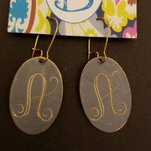 Initial Letter A dangling metal earings